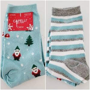 Capelli New York Crew Socks Light Blue Glitter Gre